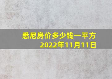 悉尼房价多少钱一平方2022年11月11日