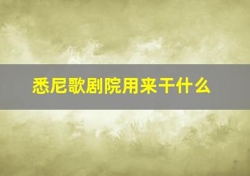 悉尼歌剧院用来干什么