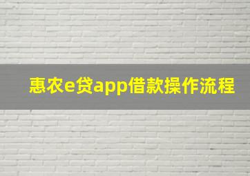 惠农e贷app借款操作流程