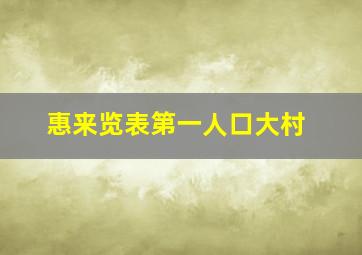 惠来览表第一人口大村