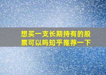 想买一支长期持有的股票可以吗知乎推荐一下