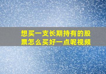 想买一支长期持有的股票怎么买好一点呢视频