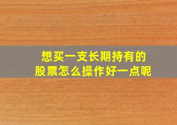 想买一支长期持有的股票怎么操作好一点呢