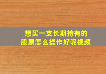 想买一支长期持有的股票怎么操作好呢视频