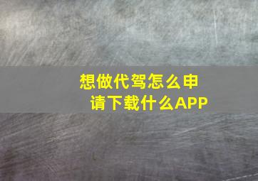 想做代驾怎么申请下载什么APP