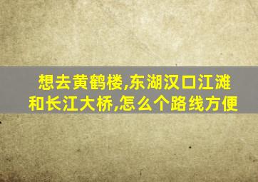 想去黄鹤楼,东湖汉口江滩和长江大桥,怎么个路线方便