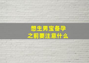 想生男宝备孕之前要注意什么