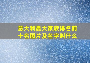 意大利最大家族排名前十名图片及名字叫什么