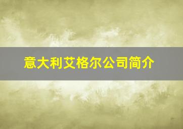 意大利艾格尔公司简介