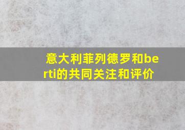 意大利菲列德罗和berti的共同关注和评价