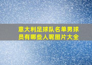 意大利足球队名单男球员有哪些人呢图片大全