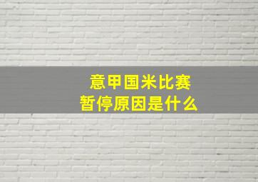 意甲国米比赛暂停原因是什么