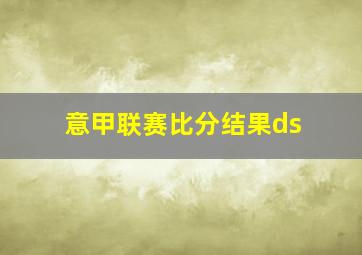 意甲联赛比分结果ds