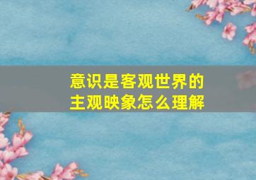 意识是客观世界的主观映象怎么理解