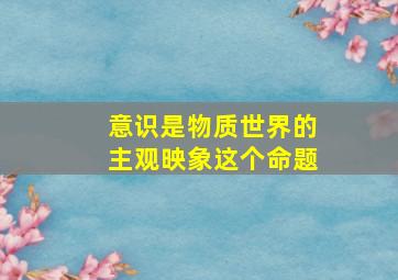 意识是物质世界的主观映象这个命题