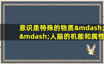 意识是特殊的物质——人脑的机能和属性