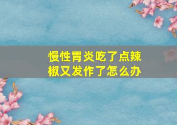 慢性胃炎吃了点辣椒又发作了怎么办