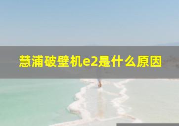 慧浦破壁机e2是什么原因