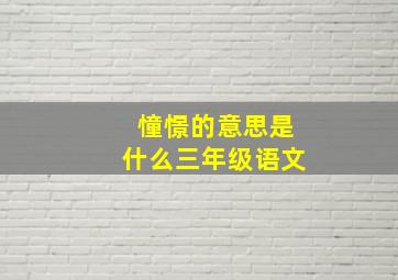 憧憬的意思是什么三年级语文