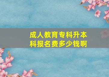 成人教育专科升本科报名费多少钱啊