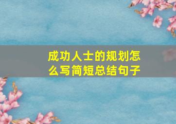 成功人士的规划怎么写简短总结句子