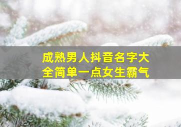 成熟男人抖音名字大全简单一点女生霸气