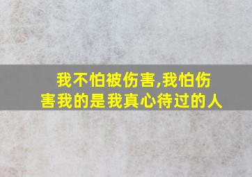 我不怕被伤害,我怕伤害我的是我真心待过的人