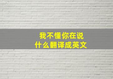 我不懂你在说什么翻译成英文