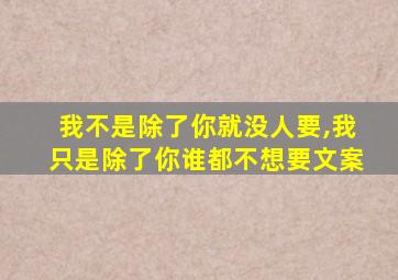 我不是除了你就没人要,我只是除了你谁都不想要文案