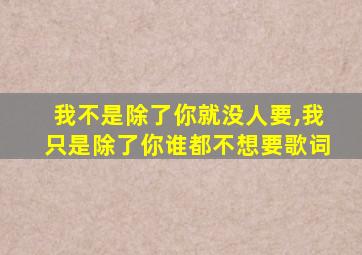 我不是除了你就没人要,我只是除了你谁都不想要歌词