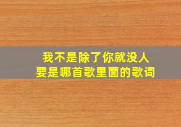 我不是除了你就没人要是哪首歌里面的歌词