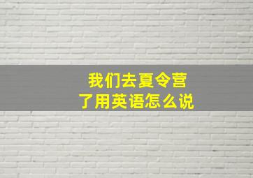 我们去夏令营了用英语怎么说