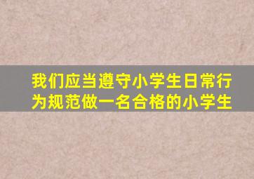 我们应当遵守小学生日常行为规范做一名合格的小学生