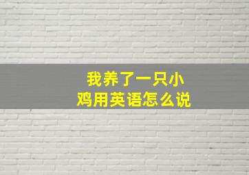 我养了一只小鸡用英语怎么说