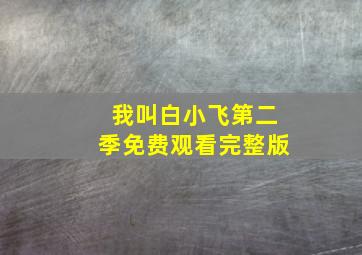 我叫白小飞第二季免费观看完整版