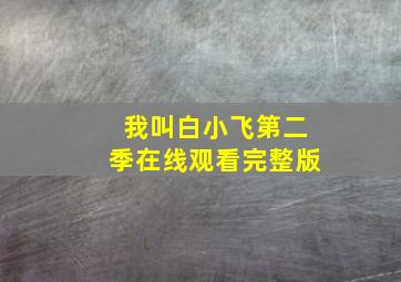 我叫白小飞第二季在线观看完整版