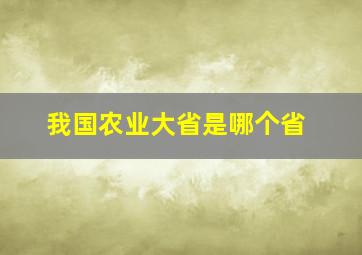 我国农业大省是哪个省