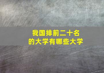 我国排前二十名的大学有哪些大学