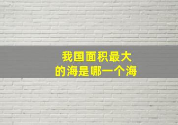 我国面积最大的海是哪一个海