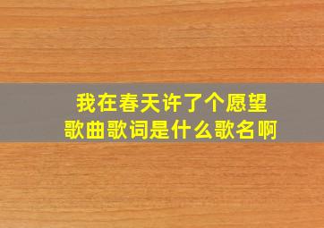 我在春天许了个愿望歌曲歌词是什么歌名啊