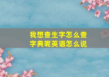 我想查生字怎么查字典呢英语怎么说