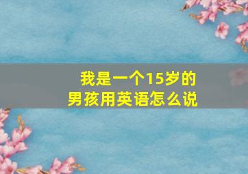 我是一个15岁的男孩用英语怎么说