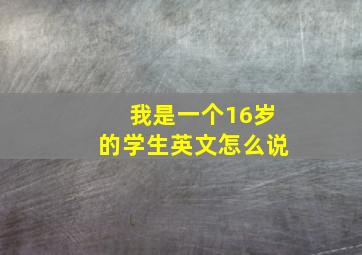 我是一个16岁的学生英文怎么说