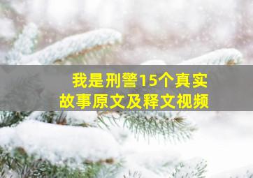 我是刑警15个真实故事原文及释文视频