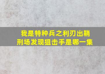 我是特种兵之利刃出鞘刑场发现狙击手是哪一集