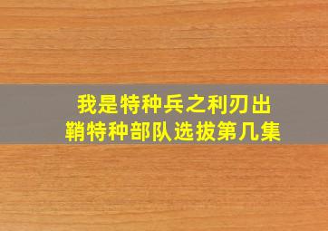 我是特种兵之利刃出鞘特种部队选拔第几集