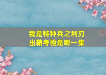 我是特种兵之利刃出鞘考验是哪一集