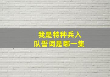 我是特种兵入队誓词是哪一集