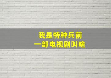 我是特种兵前一部电视剧叫啥