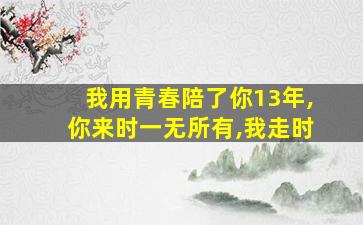 我用青春陪了你13年,你来时一无所有,我走时